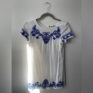 Lulus White Dress with Blue Detail